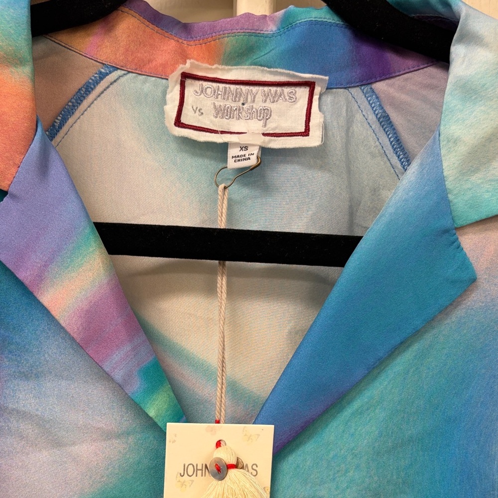 Johnny Was Multicolor Silk Blouse